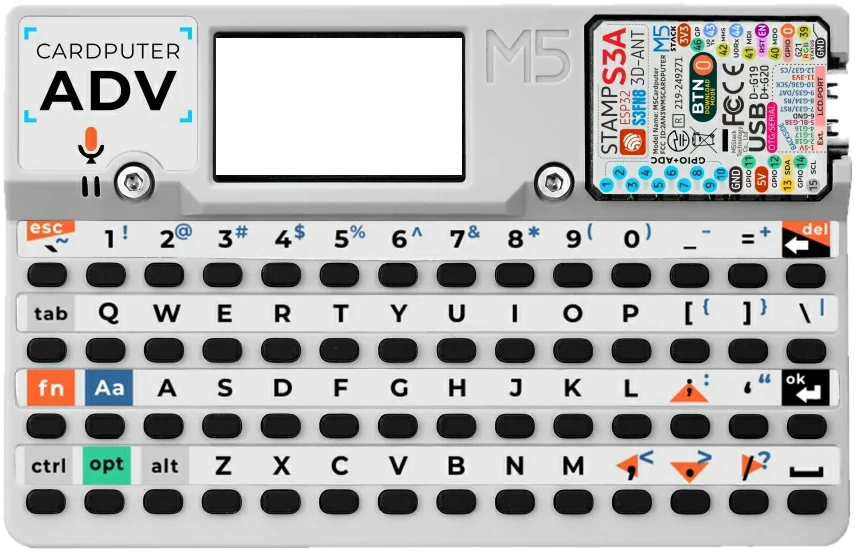 An M5Stack Cardputer running NucleoOS