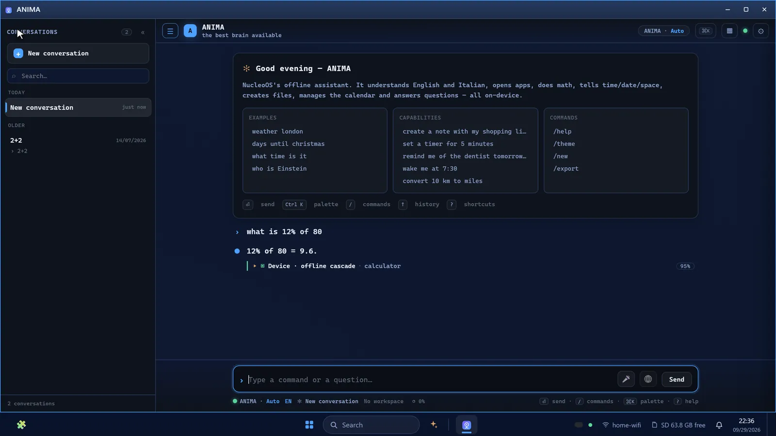 ANIMA, answering offline in the browser