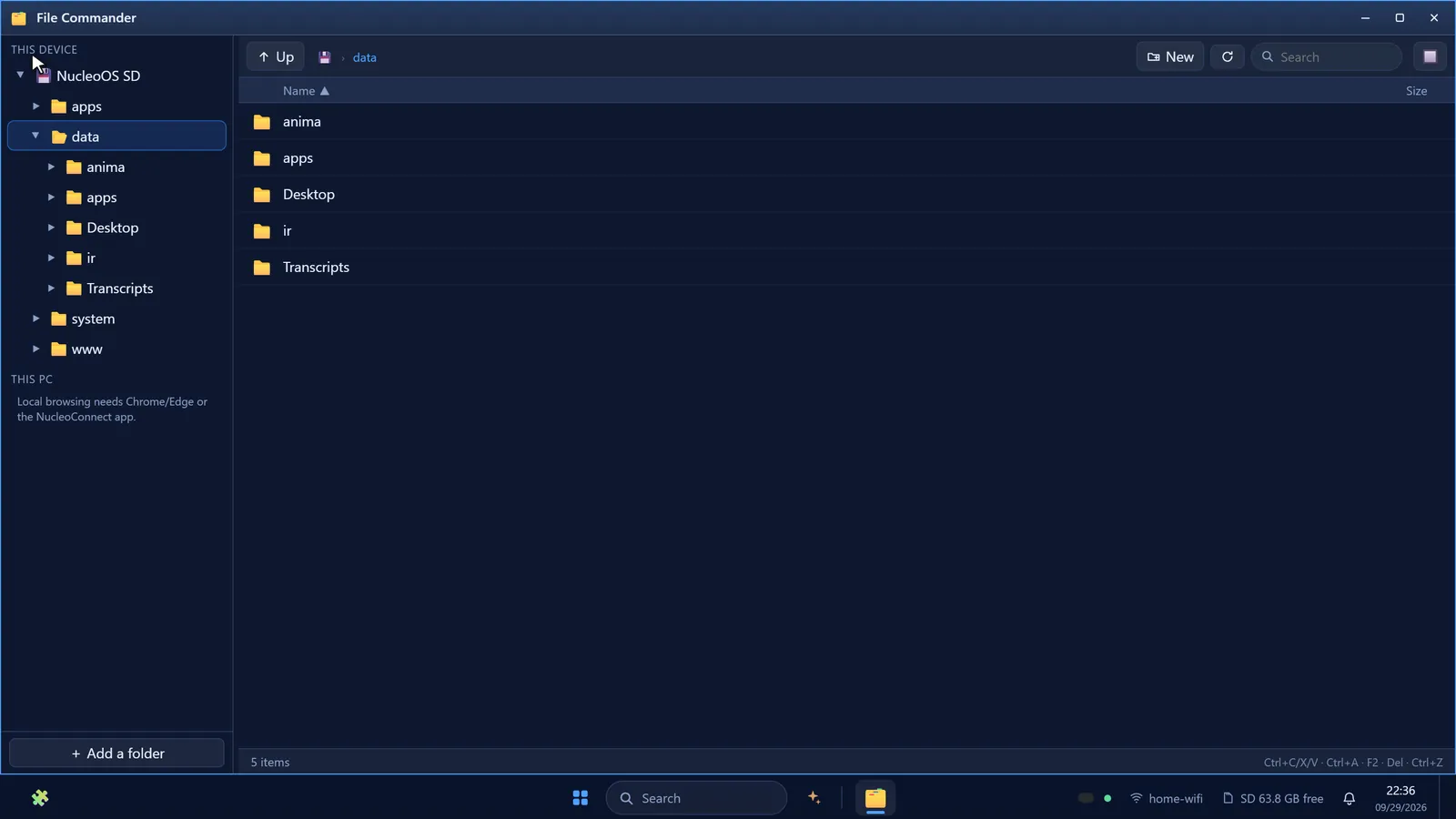 File Commander for the SD card