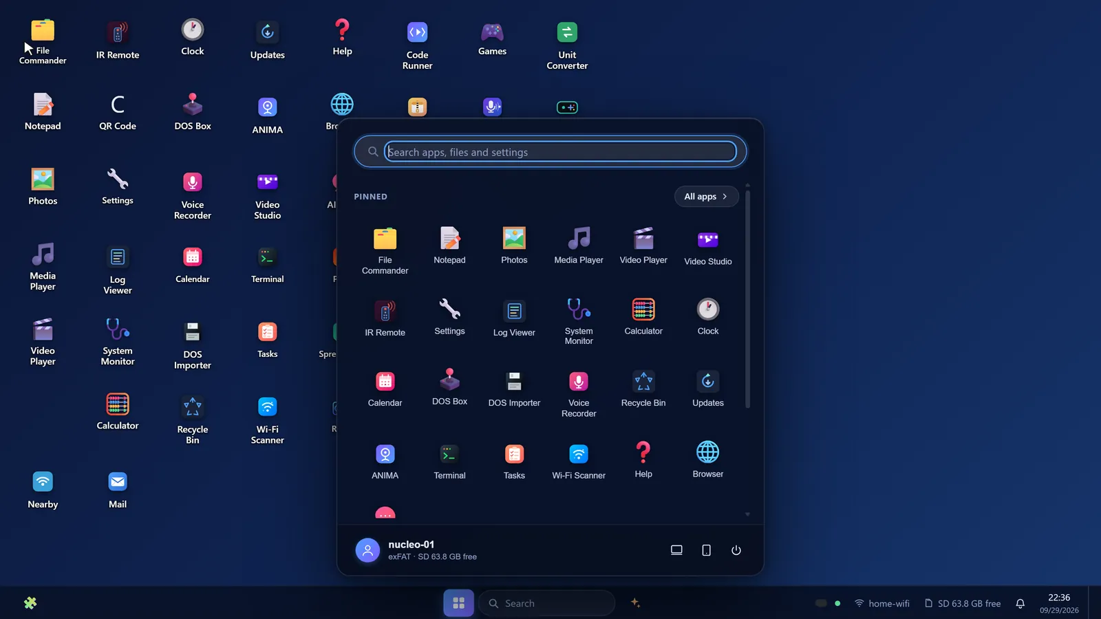 Start menu and search